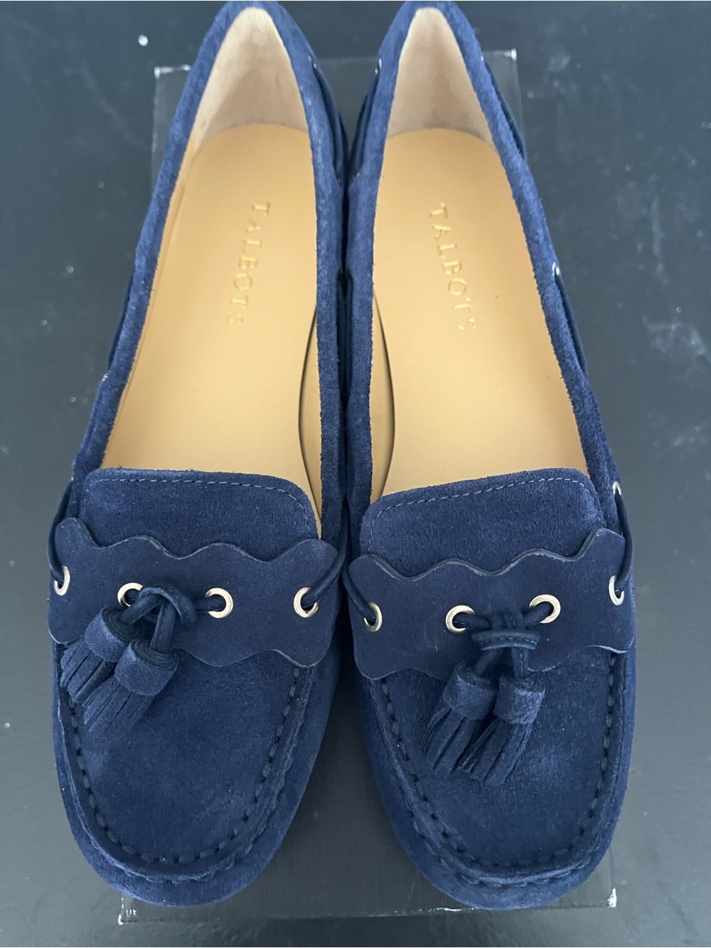 Talbots Navy Suede Tassel Loafers NIB Size 8